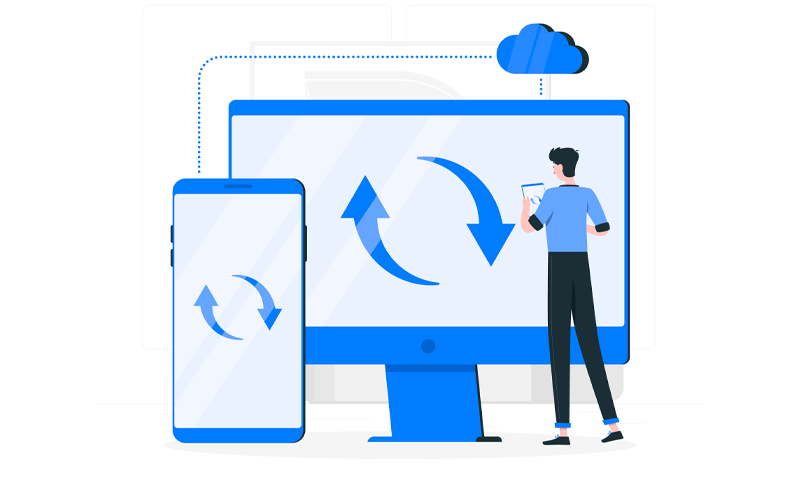 nuvem realizando sincronização entre dispositivos