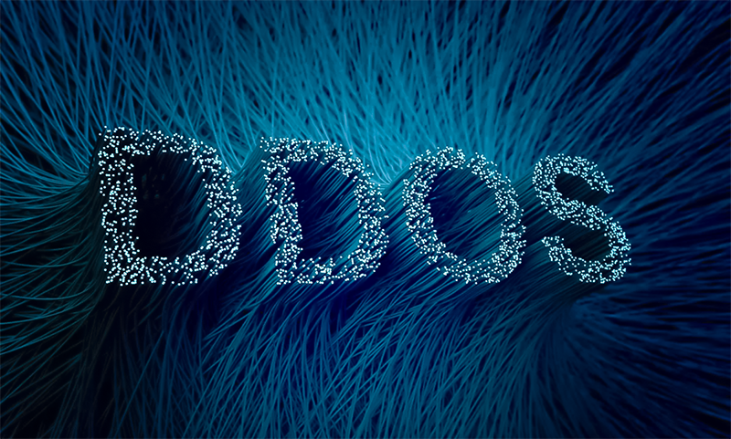 ilustração palavra ddos com códigos binários